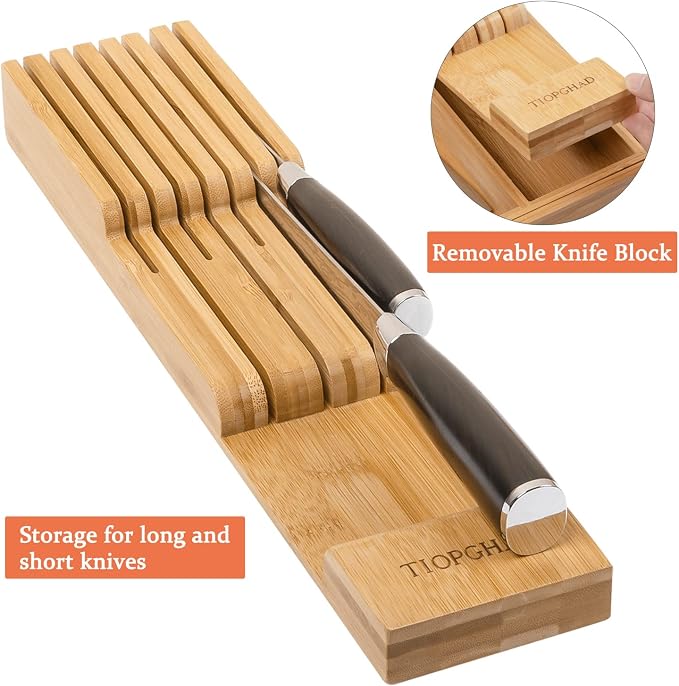 TIOPGHAD Bamboo-Silverware-Drawer-Organizer-Kitchen, Expandable Utensil Holder - Image 4