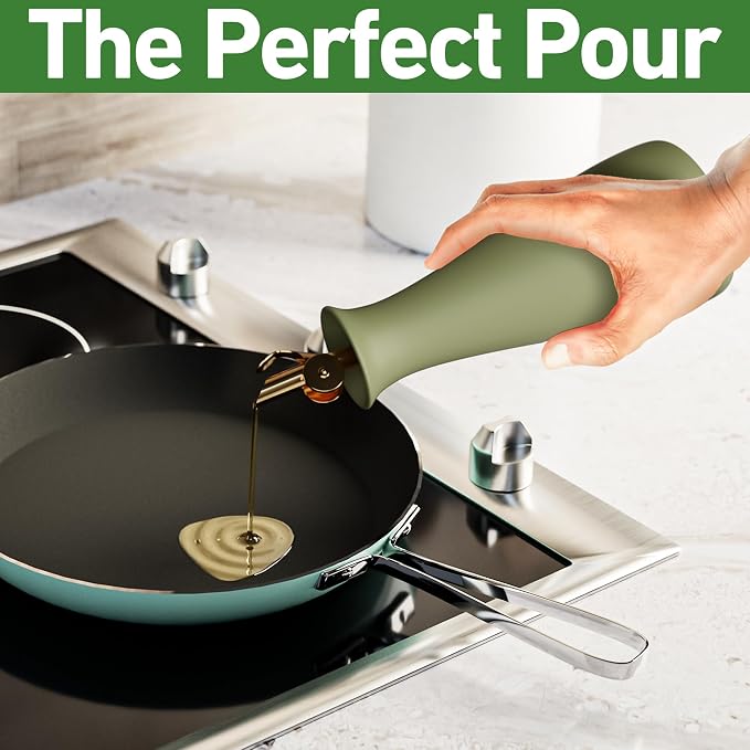Ceramic Olive Oil Dispenser - 530 ML Capacity Matte Green Ceramic Oil Dispenser - Image 5