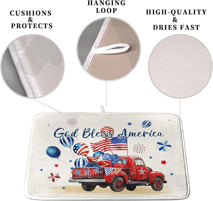 4th of July Drying Mat for Kitchen Counter 18 x 24 Inch US Independence Day - Image 3