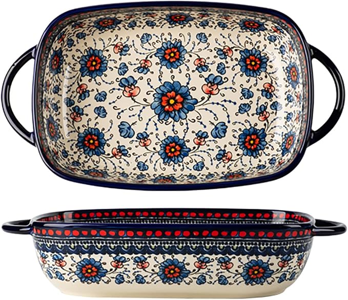 Vintage Style Pottery Bakeware Ceramic Casserole Dish Baking Pan Lasagna Pans by Bicuzat