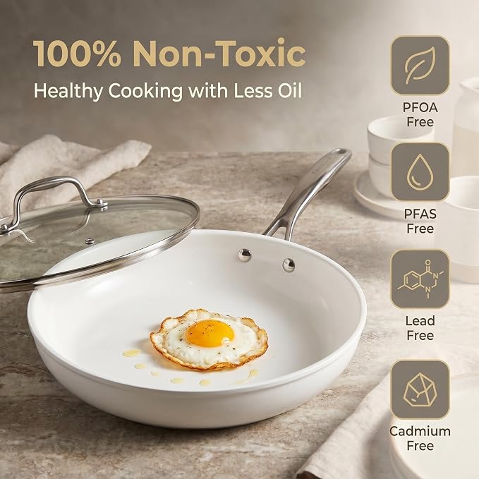 5Pcs Nonstick Cookware Set, Aluminum Nonstick Pots and Pans - Image 3