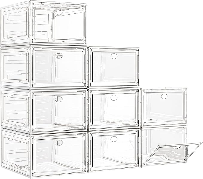 7 code Large Clear Shoe Boxes Organizer【Thicker Material】 Stronger Shoe Box by 7+code
