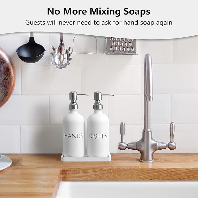 White Dish and Hand Soap Dispenser Set - Image 3