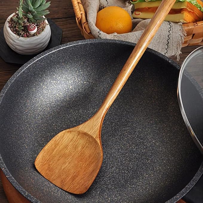 Wooden Spatula, Slotted Turner, Soup Ladle, Long Handle Utensils Set, Handmade - Image 4