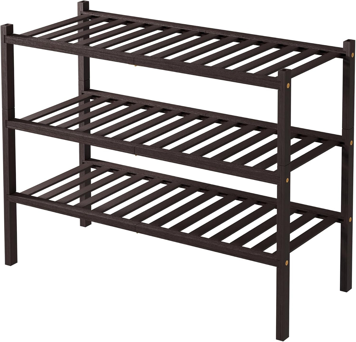 ROMGUAR CRAFT 3 Tier Bamboo Shoe Rack for Closet Free Standing Wood