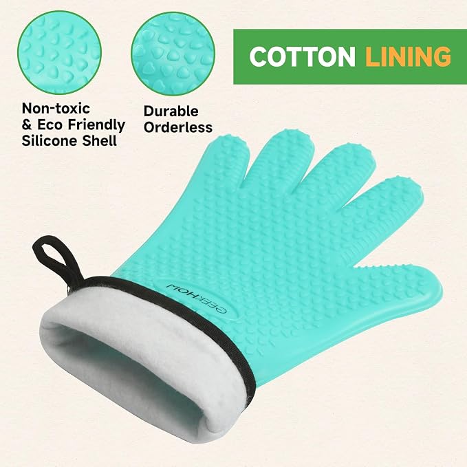 GEEKHOM BBQ Gloves Heat Resistant Oven Mitts - Image 6