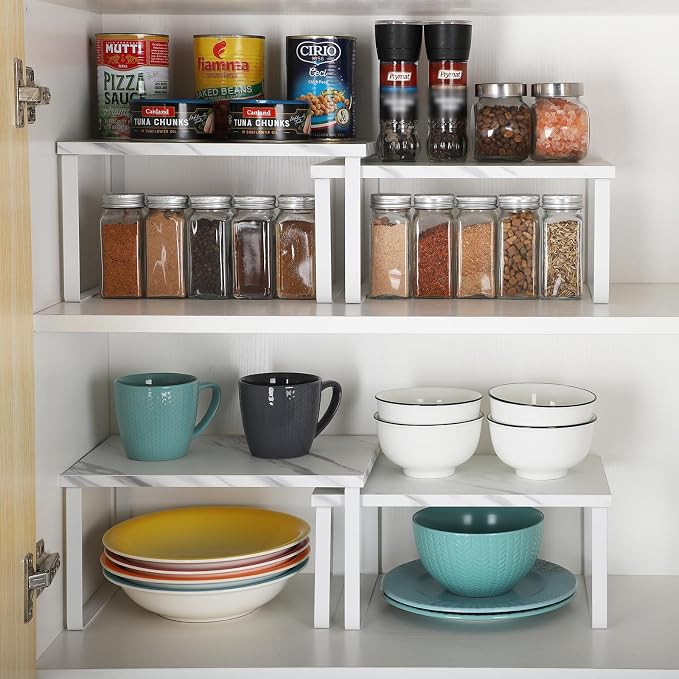 NEX Kitchen Counter Shelf, Stackable Cabinet Shelf Organizers Expandable - Image 2