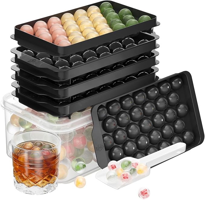 Optish Ice Cube Tray with Lid and Bin, 3 Pack Ice Trays by Optish