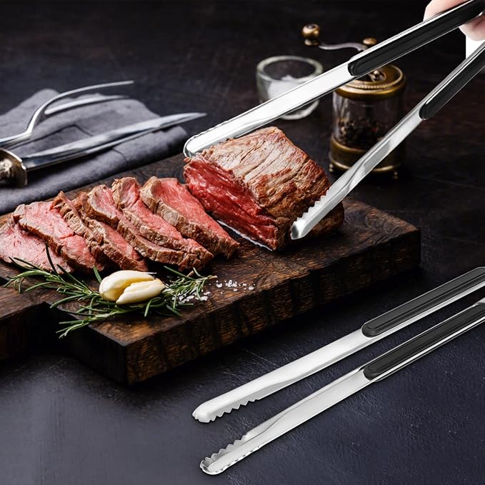 4 Pack Premium Stainless Steel Kitchen Tongs, Serving Tongs - Image 6