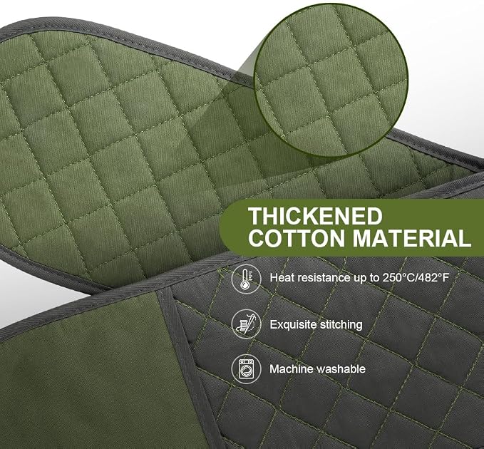 AUAUY Green Double Oven Mitts, 250°C/482°F Heat Resistant BBQ Mittens - Image 3