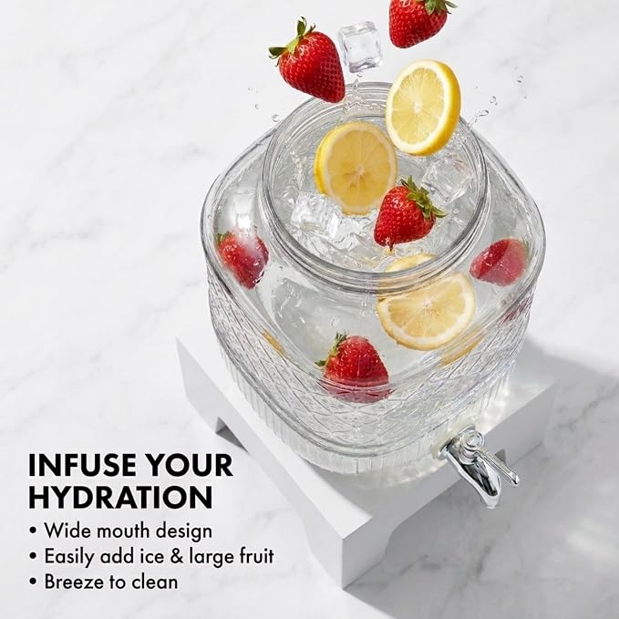 Beverage Dispenser 1 Gallon, Glass Drink Dispenser - Image 5