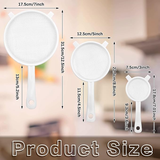 3 Pcs Plastic Nylon Mesh Strainer Colander - Image 3