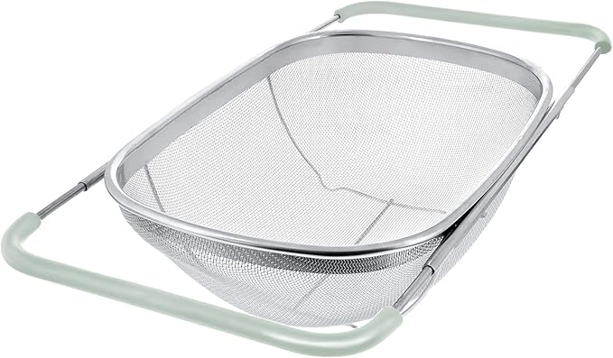 AJIODA Over The Sink Colander, 6 Quarts Stainless Steel Oval Colander by AJIODA