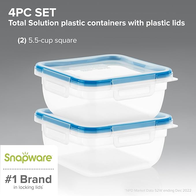 Snapware Plastic Total Solution 2-Pack Food Storage Containers Set, Leakproof & - Image 2