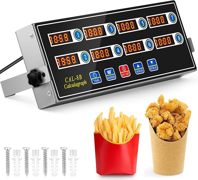 Relaxweex 1 Pack Commercial 8 Channel Digital Kitchen Timer, Wall Mount or by Relaxweex