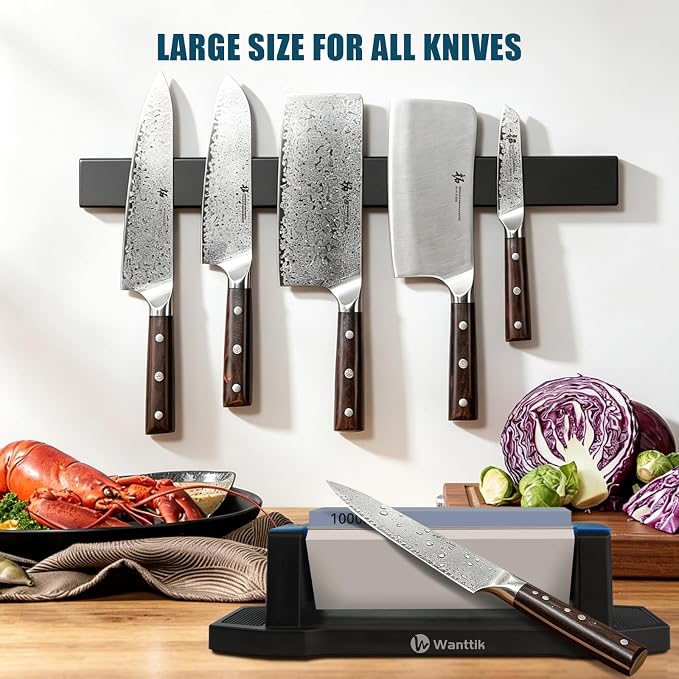 Large Knife Sharpening Stone, Tri-Stone Knife Sharpener, 3 Sides Grit - Image 8