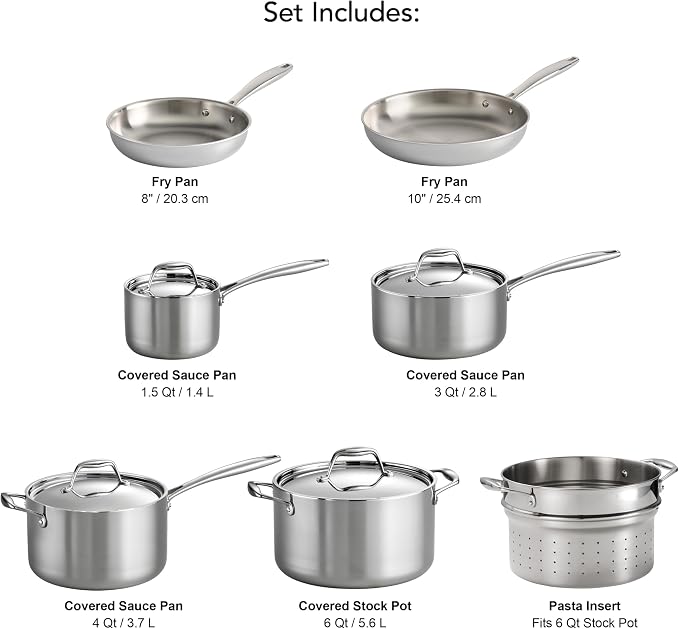 Tramontina Signature Tri-Ply Clad Stainless Steel 11-Piece Cookware Set - Image 3