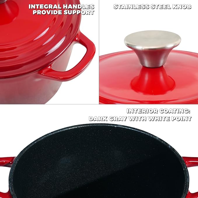 Flavehc Dutch Oven Pot with Lid 2.8 qt Cast Iron Dutch Oven - Image 2