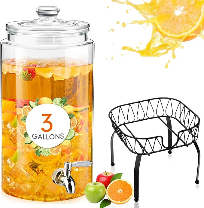 Honeydak 1 Pack 3 Gallon Glass Beverage Dispenser by Honeydak