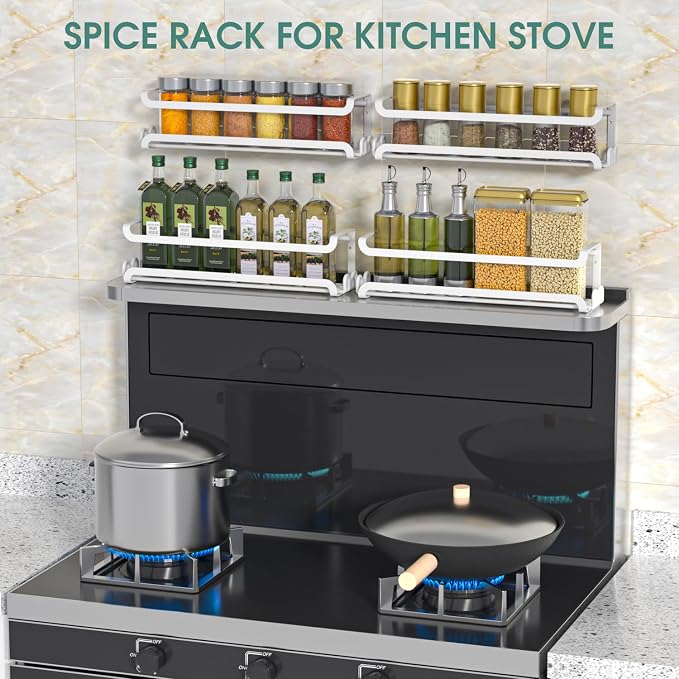 LUCYCAZ 4 Pack Wall Mounted Spice Rack - Image 9