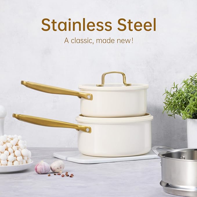 CAROTE 1.5Qt & 3.0Qt Stainless Steel Saucepan Set - Image 9