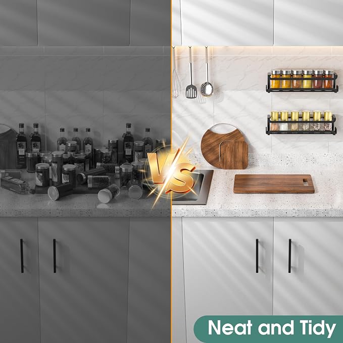 LUCYCAZ 4 Pack Wall Mounted Spice Rack - Image 7