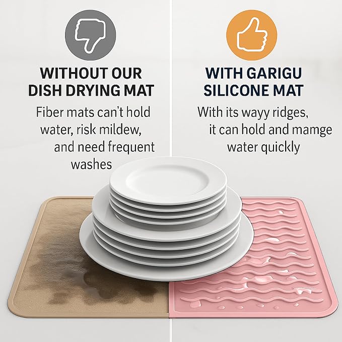 Silicone Drying Mat 16 × 12 – Pink Rose Non-Slip Sink Mat - Image 9