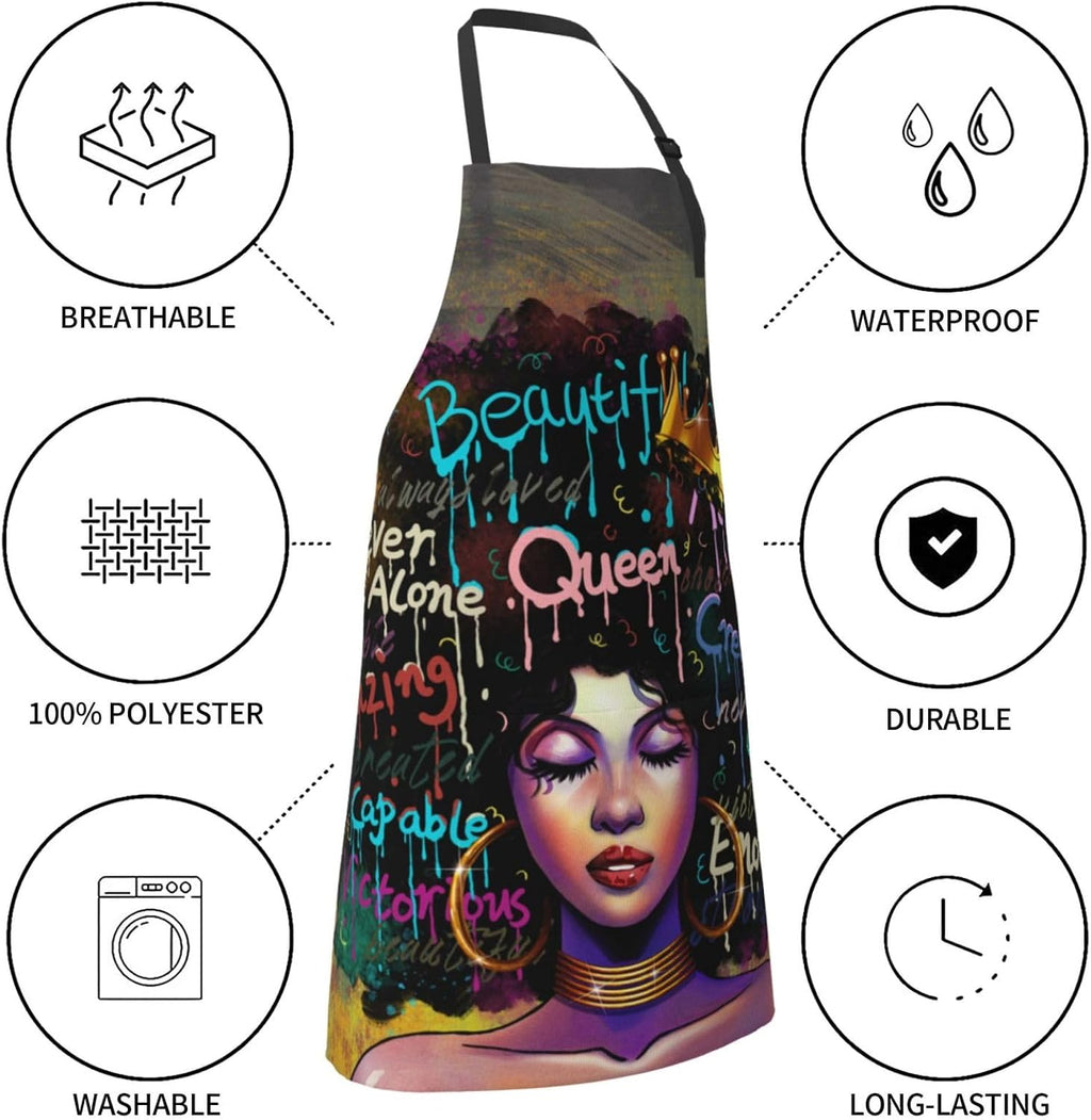 Aprons For Women With Pockets African Art Apron Black Girl Kitchen