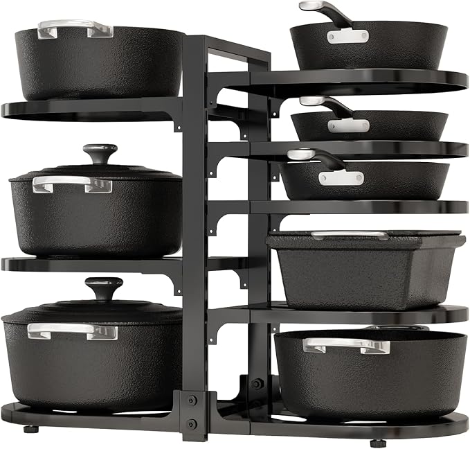 Adjustable Heavy Duty Pots and Pans Organizer Under Cabinet, 8-Tier Pot and Pan by Stayorganized