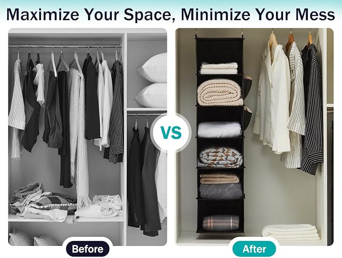 YOUDENOVA Hanging Closet Organizer, 6-Shelf Closet Hanging Storage Shelves - Image 6