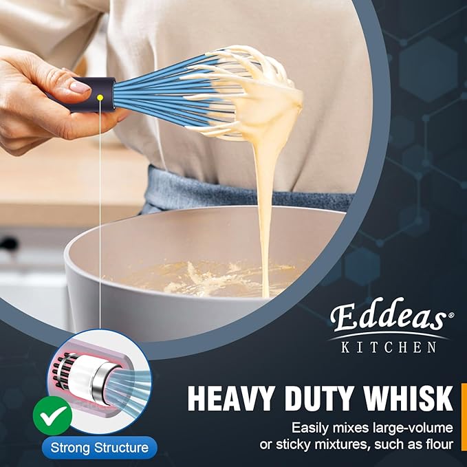 Eddeas Silicone Whisk, 500°F Heat Resistant Non Scratch Coated Whisks - Image 4