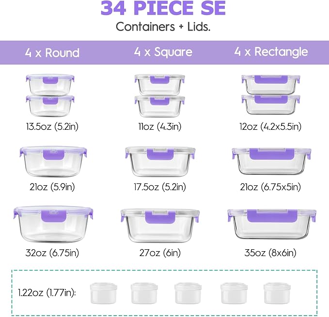 34pcs Glass Food Storage Containers - Image 2