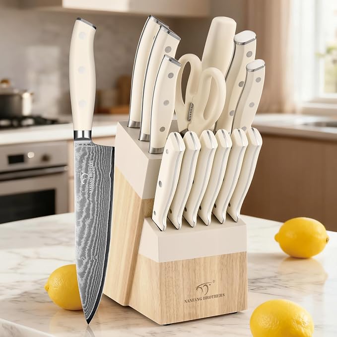 NANFANG BROTHERS Damascus Kitchen Knife Set 14 Pieces - Image 6