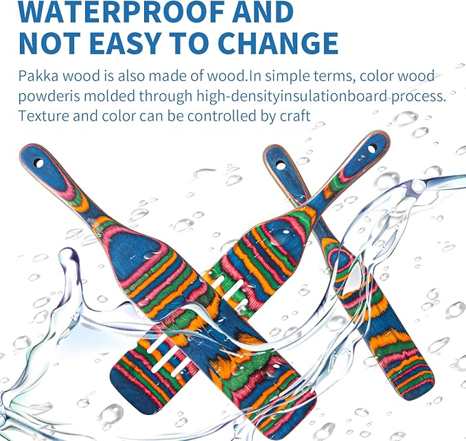 Pakkawood Spurtle Set, Gudamaye 5 Pcs Pakkawood Kitchen Utensils, Wooden Spoons - Image 5