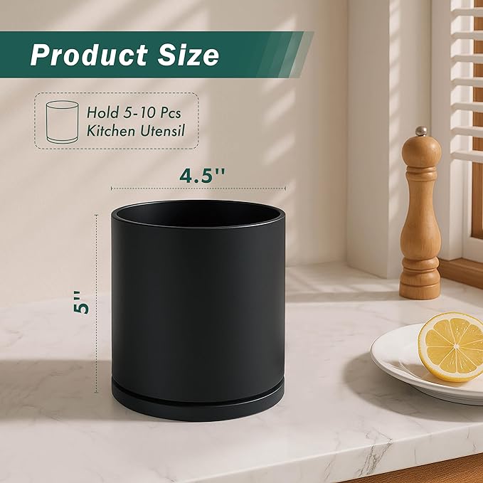 D'vine Dev 360° Rotating Utensil Holder – 5" Kitchen Utensil Crock - Image 2