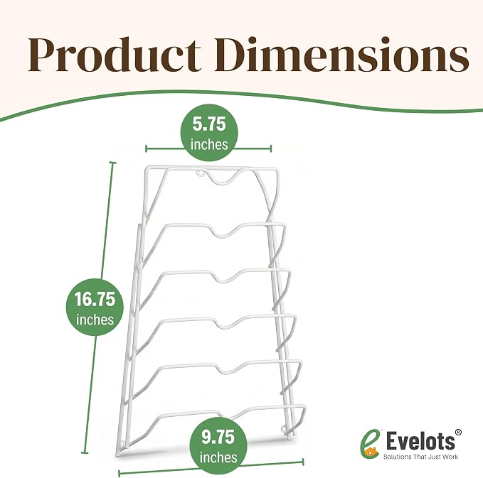 Evelots 6 Pot Lid Organizer for Cabinet or Pantry Wall - Image 2