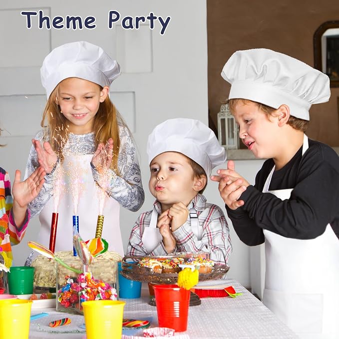 Kids Apron and Chef Hat Set, 30 Pieces Boys Girls Kids Apron - Image 6
