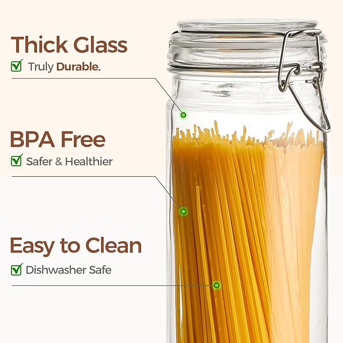 ComSaf 3-Pack 68oz 13-Inch Tall Glass Pasta Containers - Image 4
