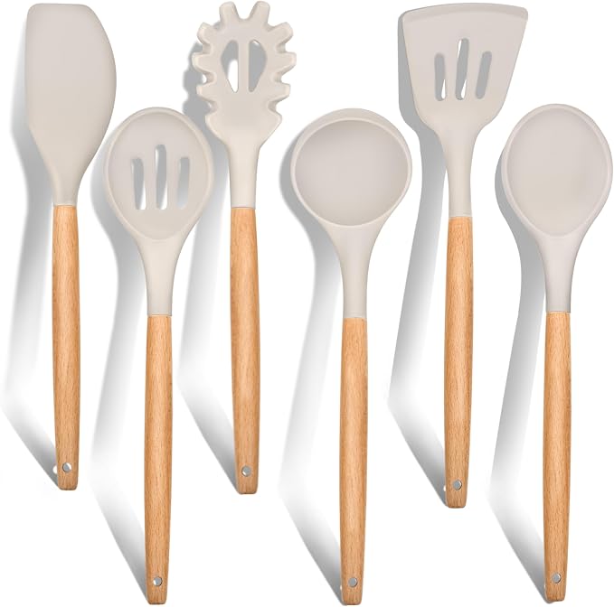 E-far Cooking Utensils Set of 6, Silicone Kitchen Utensils by E-far