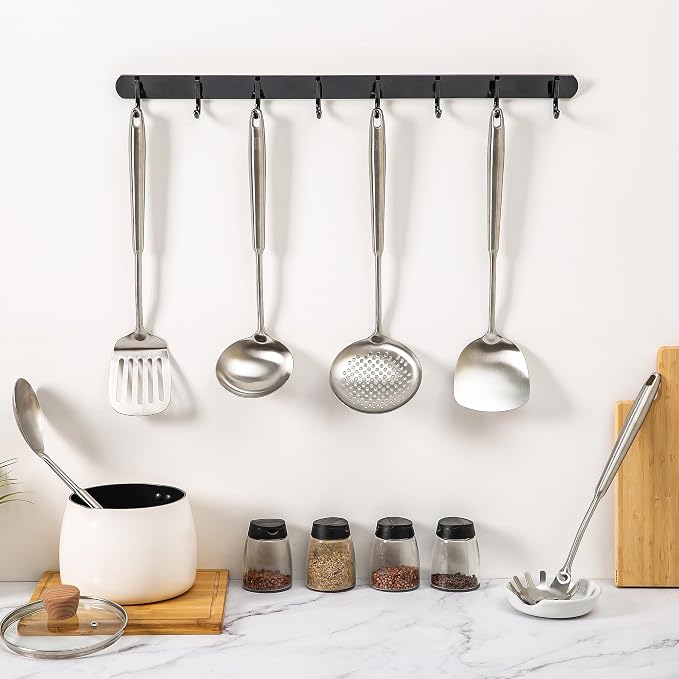FJNATINH 6-Pieces 304 Stainless Steel Wok Spatula Set, Cooking Utensil Set - Image 4
