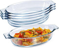 Mini Casserole Dish Oval 4 Pack, 13oz Glass Baking Dish, Banana Split Bowls by Yomvzake