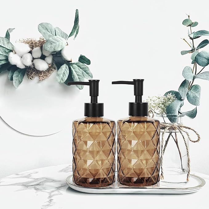 Dark Brown Glass Soap Dispenser - Image 6