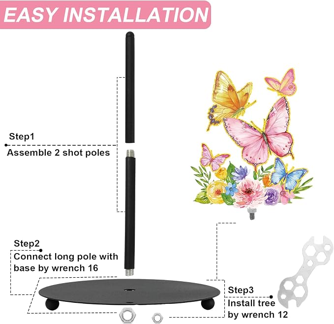 Whaline Spring Summer Paper Towel Holder Colorful Butterfly Floral Large Metal - Image 3
