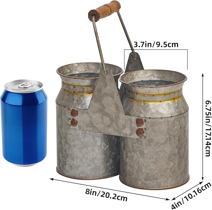 Set of 2 Rustic Galvanized Utensil Holders - Image 2