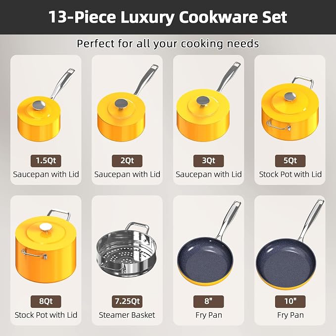 Nuwave Lux 13pc Forged Lightweight Cookware Set PFAS Free, Healthy G10 Duralon - Image 8