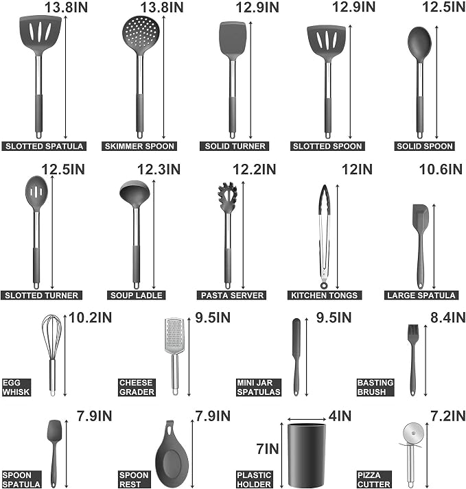 Silicone Kitchen Utensils Set, E-far 30-Piece Cooking Utensils Set - Image 2