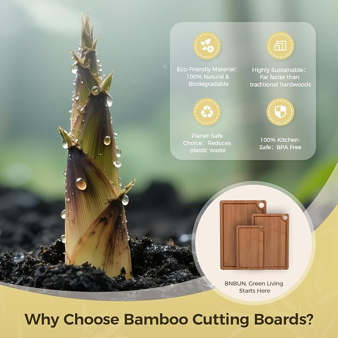 Bamboo Cutting Board for Kitchen – 3-Piece Wooden Boards - Image 7