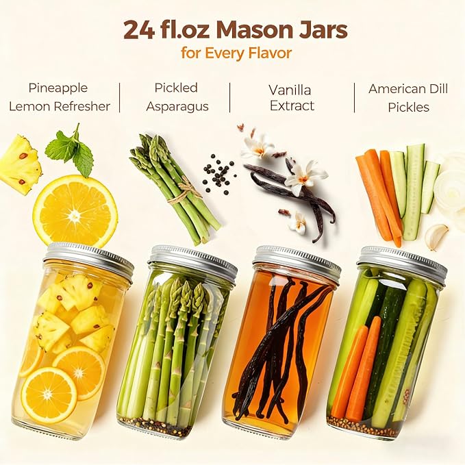 ComSaf 24 oz Mason Jars Wide Mouth 6 Pcs, Large Canning Jars - Image 5