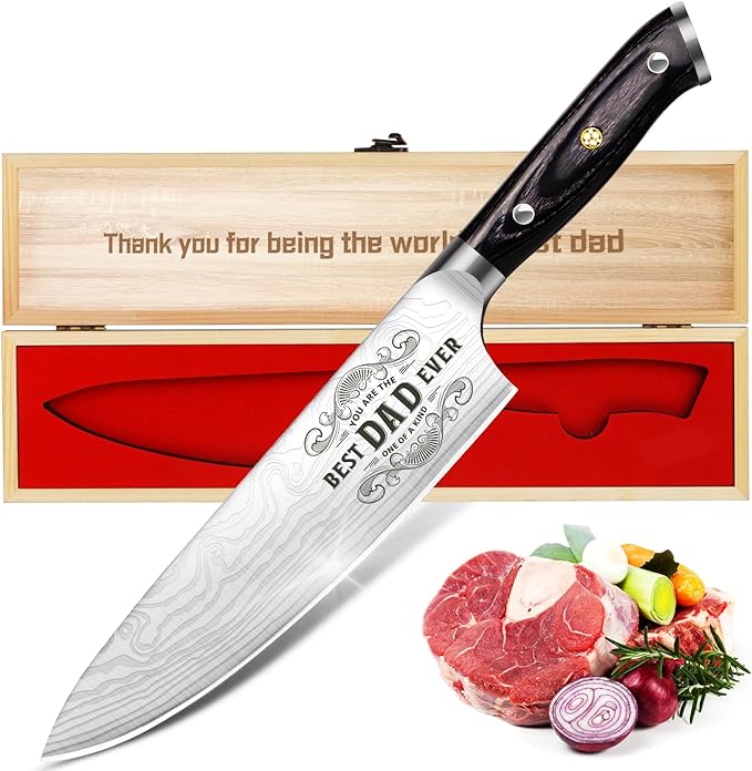Funistree Dad Gifts from Daughter Wife Son, Best Dad Ever Kitchen Knife Gift Set by Funistree