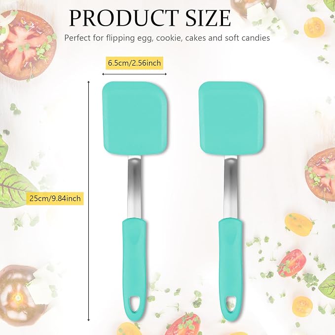 Silicone Cookie Spatula Turner 2 Pack Mini Brownie Spatula Flexible Kitchen - Image 2